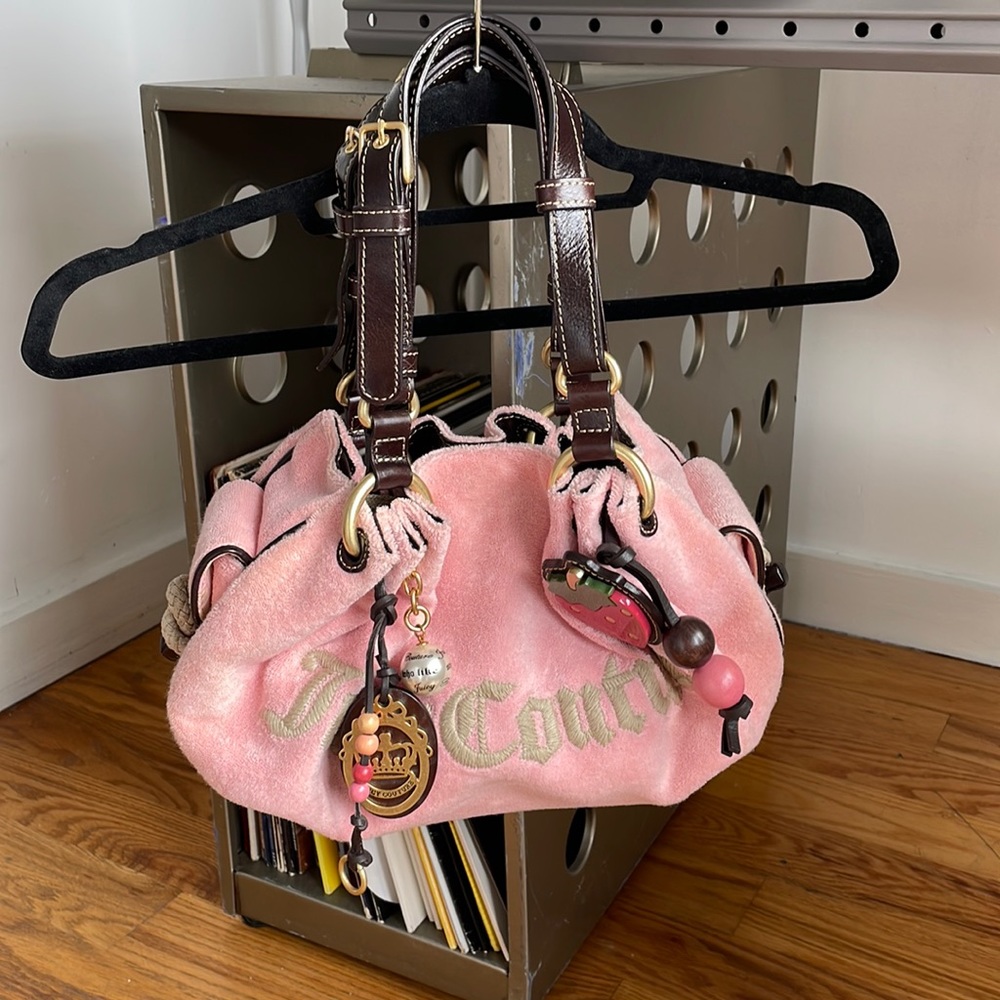 Vintage Juicy Couture Pink Terry Strawberry Fields Charm Bag